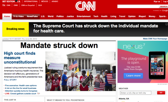 2012 headline from CNN