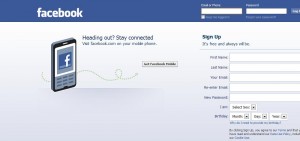 Screen shot of Facebook login page