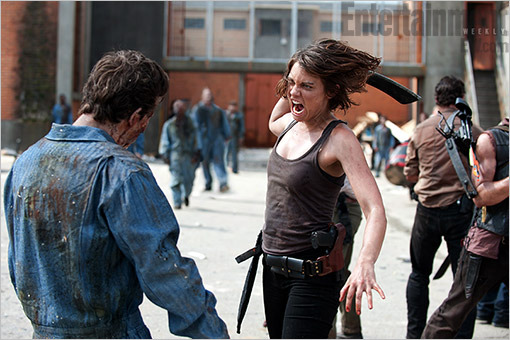 Lauren killing zombie with machete in new "Walking Dead" photo