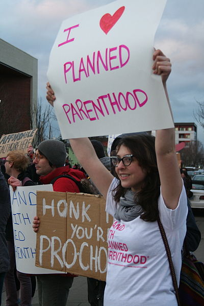 Planned Parenthood supporters at protest 2011 photo/S. MiRK via wikimedia commons