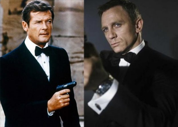 Roger Moore in Live and Let Die, Daniel Craig from his famous movie Casino Royale photo/MGM
