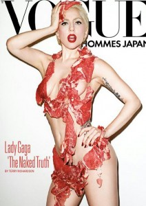 Lady Gaga meat dress Vogue magazine cover