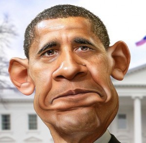 President Obama sad caricature by donkeyhotey donkeyhotey@wordpress.com