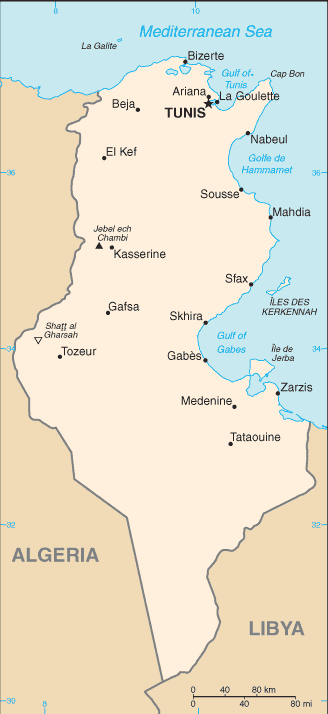 Tunisia map CIA