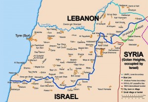 Map showing the Blue Line demarcation line between Lebanon and Israel, established by the UN after the Israeli withdrawal from southern Lebanon after its short 1978 invasion called "Operation Litani". It follows the 1949 cease-fire line, also known as the Green Line, as well as the somewhat contested Lebanese-Syrian border towards the Israeli-occupied Golan Heights. The map is made by Thomas Blomberg, using the UNIFIL map, deployment as of July 2006 as source.