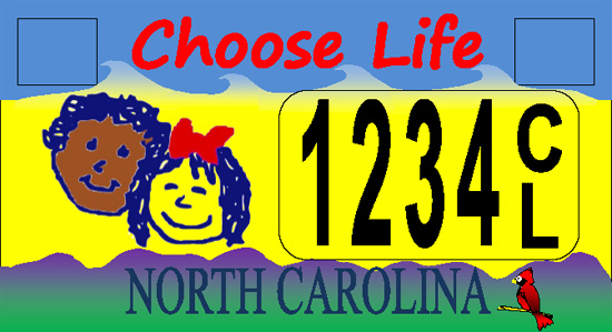 Choose Life North Carolina license plate