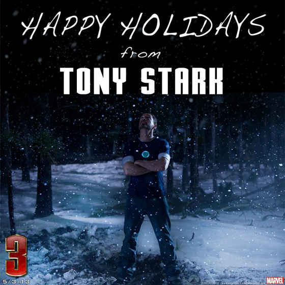 Iron Man 3 happy holidays Christmas promo photo