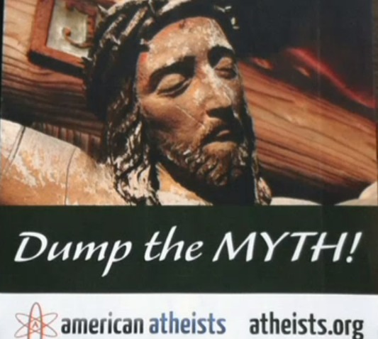 Jesus is a Myth billboard in Times Square, New York screenshot of Fox Video coverage