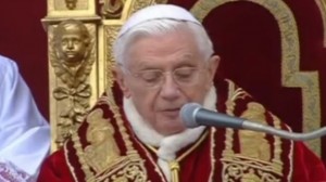Pope Benedict XVI delivering the Christmas 2012 message   photo from screenshot Telegraph video coverage