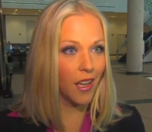 Debra Lafave talking with reporters after court appeal hearing