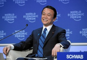Japanese Prime Minister Taro Aso in 2009 WEF. photo Hatto World Economic Forum via wikipedia