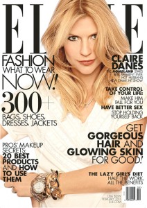 "Homeland" star Claire Danes on the cover of the February 2013 Elle magazine