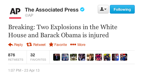 AP twitter hoax hackers White House explosion