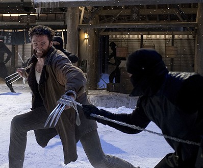 Hugh Jackman in The Wolverine battling ninja