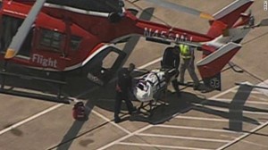 Stabbing victim being loaded on a helicopter for transport to a local hospital photo screenshot CNN coverage