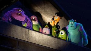 Art, on the far left, is voiced by Charlie Day in the Pixar film 'Monsters University'