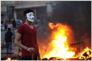 Occupy Taksim protester Guy Fawkes mask