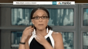 Melissa Harris-Perry - the Worst of 2015 photo/ screenshot Harris-Perry donning tampons for earrings to the Texas abortion battle, by wearing tampons as earrings