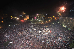 Twitter photo of fireworks as Egypt protesters are gathered, removing President Morsi
