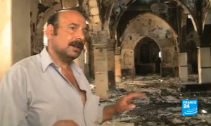 Screenshot of video coverage by France 24 of a church destroyed in Egypt by Muslim Brotherhood