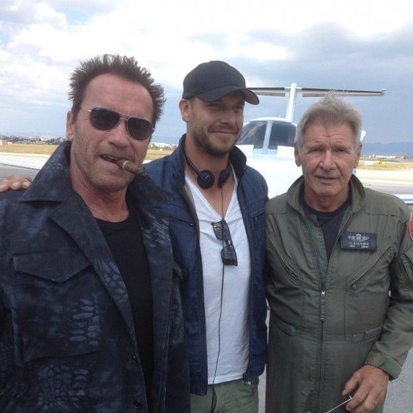 Harrison Ford on the set of "The Expendables 3"