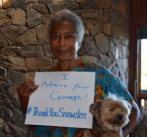 Alice Walker showing support for Edward Snowden Image/PCJF