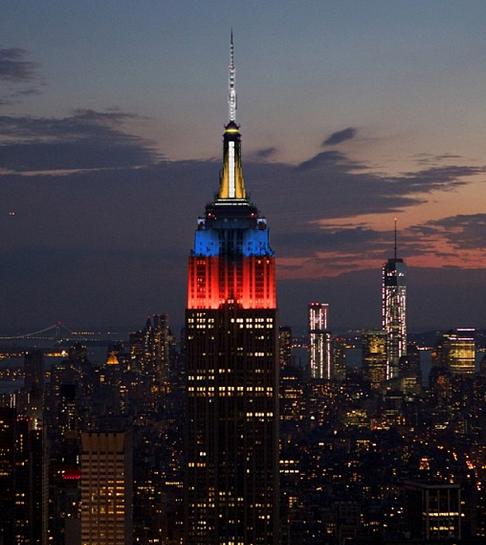The Empire State Bldg lights up with the colors of the Philippines flag Image/empirestatebldg instagram