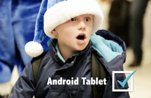 child surprised android tablet gift