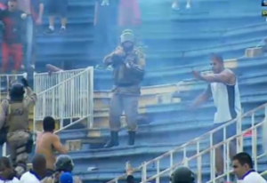 twitter photo of violence at a soccer match in Brazil