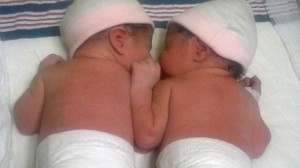 Gabriela and Sophia Salgueiro, twins born 2013 and 2014