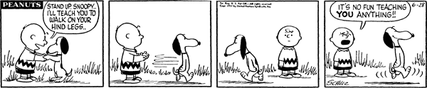 Snoopy walks on two legs June 1957