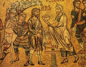 Abraham meets Melchisedeck first priest in Bible