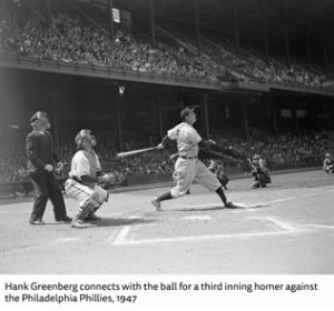 Hank Greenberg hitting a third inning homer against the Philadelphia Phillies, April 29, 1947 Donated by Corbis