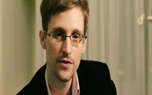 Edward Snowden addressing audience at SXSW via Skype
