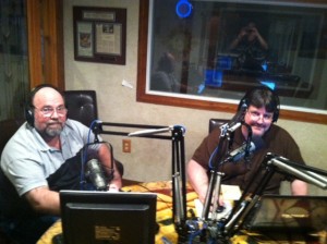 Mike Coston (left) joins Outbreak News This Week Radio Show host, Robert Herriman in the studio 3-29-14