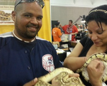 guest holding snakes Repticon 2014