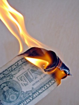 money on fire