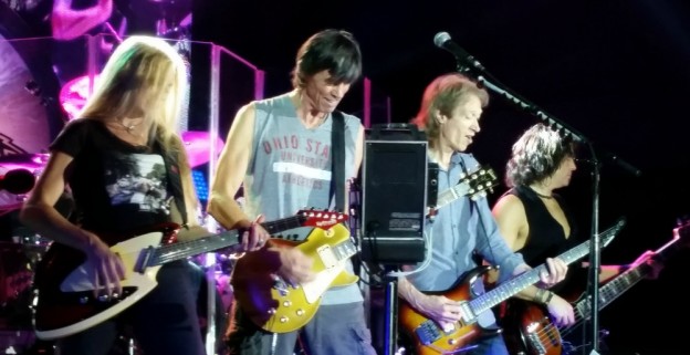 Boston Live in Concert Columbus Ohio: Left to Right - Kimberley Dahme Singer-Songwriter, Tom Scholz, Gary Pihl and Tracy Ferrie   photo/Jeanne Lieb