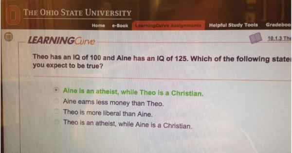 Ohio-State-Psych question atheist christian higher IQ