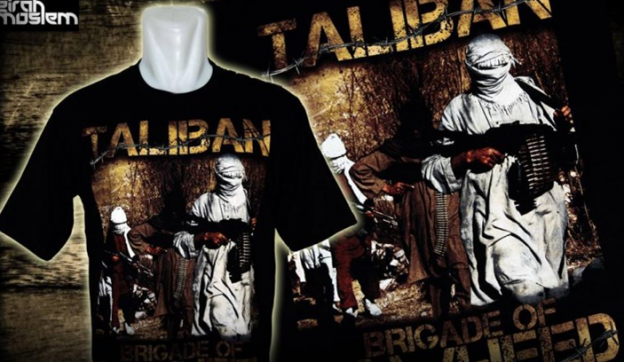 Taliban t-shirt for sale in Indonesia, a haven for Muslims attacking religious minorities 