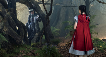 Johnny Depp as The Wolf and Lilla Crawford as Little Red Riding Hood in "Into the Woods"