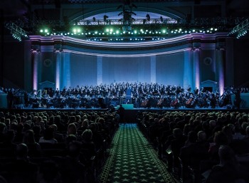 Sir Gilbert Levine conducts the concert “Peace Through Music ‘In Our Age’”  at DAR Constitution Hall in Washington, D.C., on May 5, 2014 Photo credit: Georgetown University