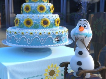 Olaf eating cake in Frozen Fever