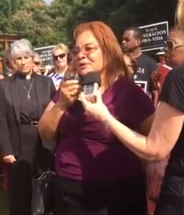 Alveda King protesting abortion clinic in Selma  photo/ screenshot of YouTube clip