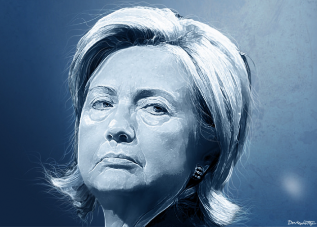 Hillary Clinton serious face blue tint donkey hotey