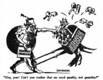 Depiction of Sanger's "quality not quantity" message  1918 images