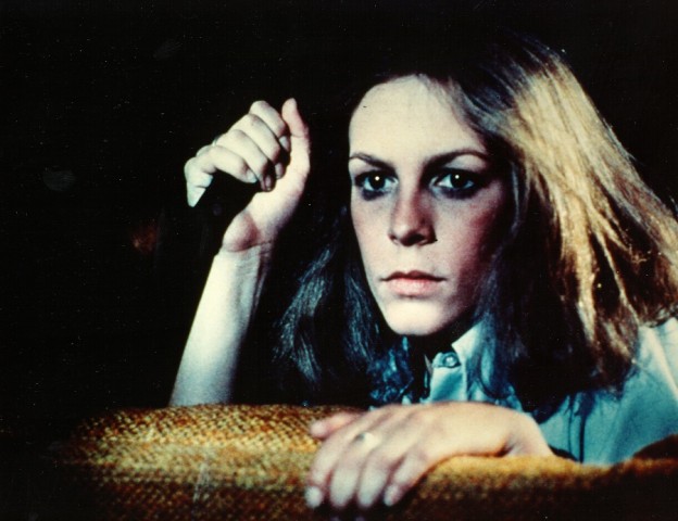 Jamie Lee Curtis in Halloween with knife