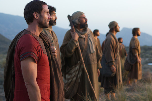 Clavius (Joseph Fiennes) and the apostles watch in awe as Yeshua leaves them