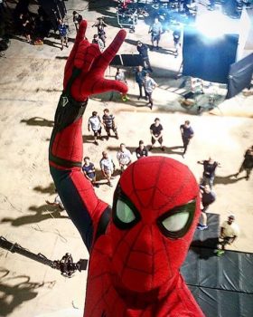 Tom Holland as Spider-Man Homecoming set photo