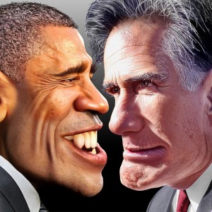 Obama Romney caricature cartoon